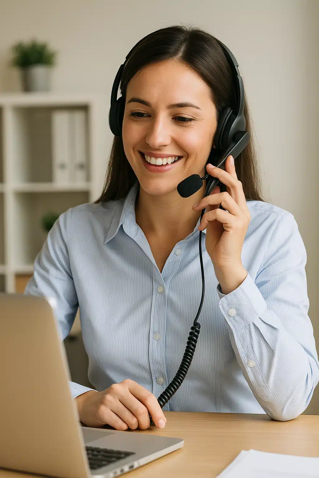 Secretaria online realizando una emisión de llamadas para un cliente